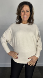 Trui Holly met vleermuismouw beige
