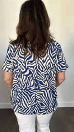 Ballon shirt met elastiek jungle zebra marine (+size)