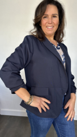 Blazer Marjan met gesmokte mouw marine