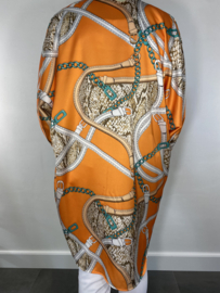 Satijnen blouse britt/ chains oranje SALE