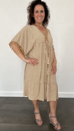 Half lange jurk Roxy met strook elips  +SIZE camel SALE