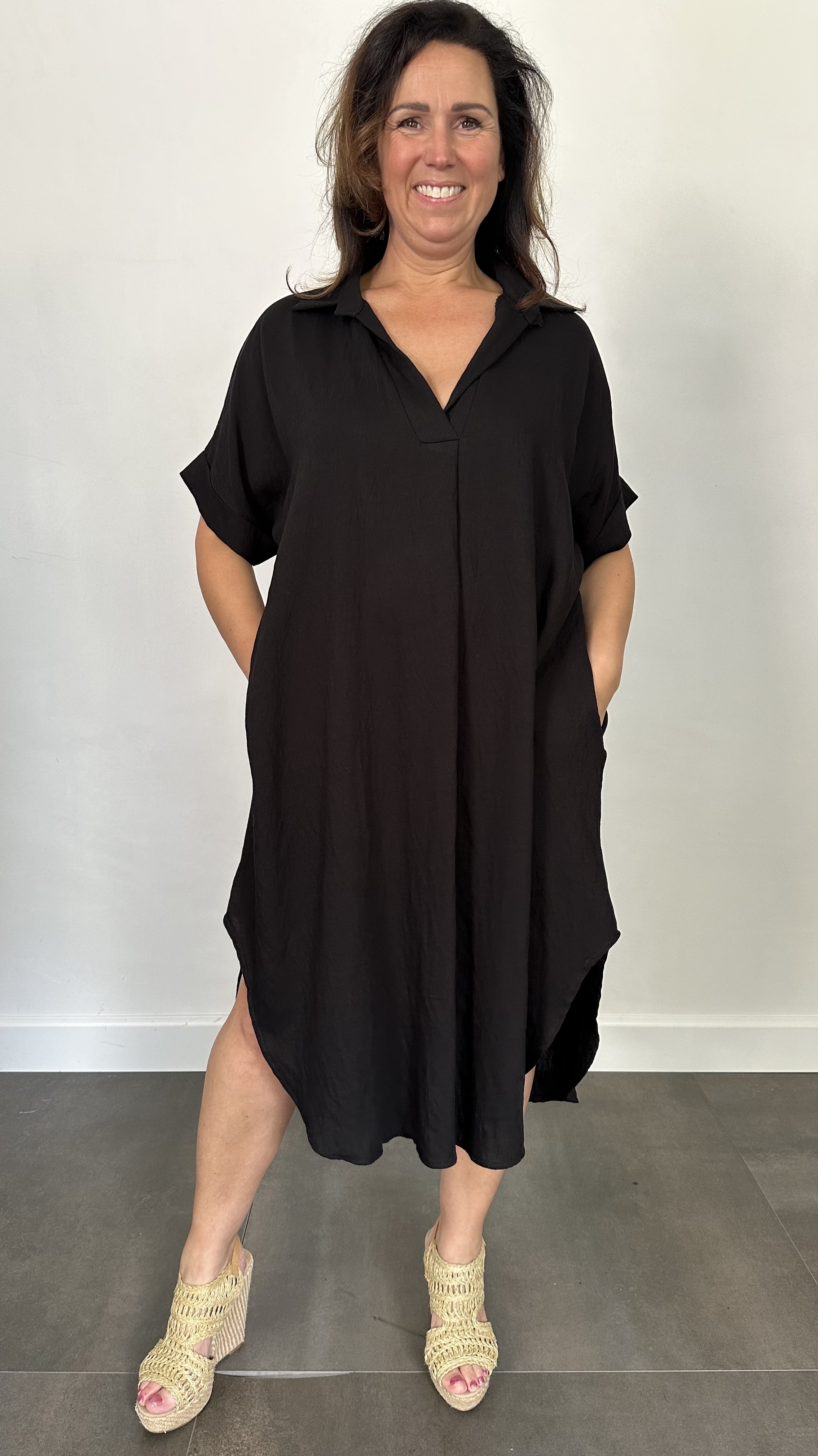 Jurk Leya uni +Size Zwart