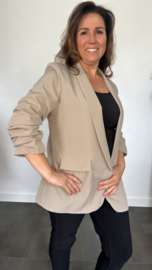 Blazer Marjan met gesmokte mouw taupe