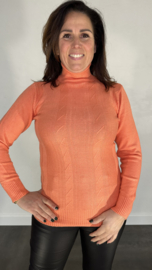 Gebreide coltrui met kabel peach SALE