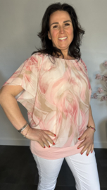 Blouse met boord Marble roze