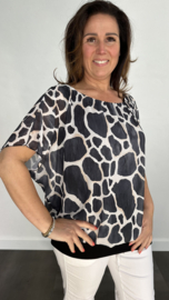 Blouse met boord giraffe zwart