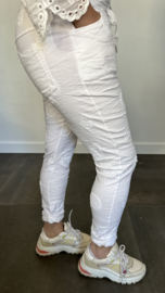 Joggjeans paisley geborduurd wit