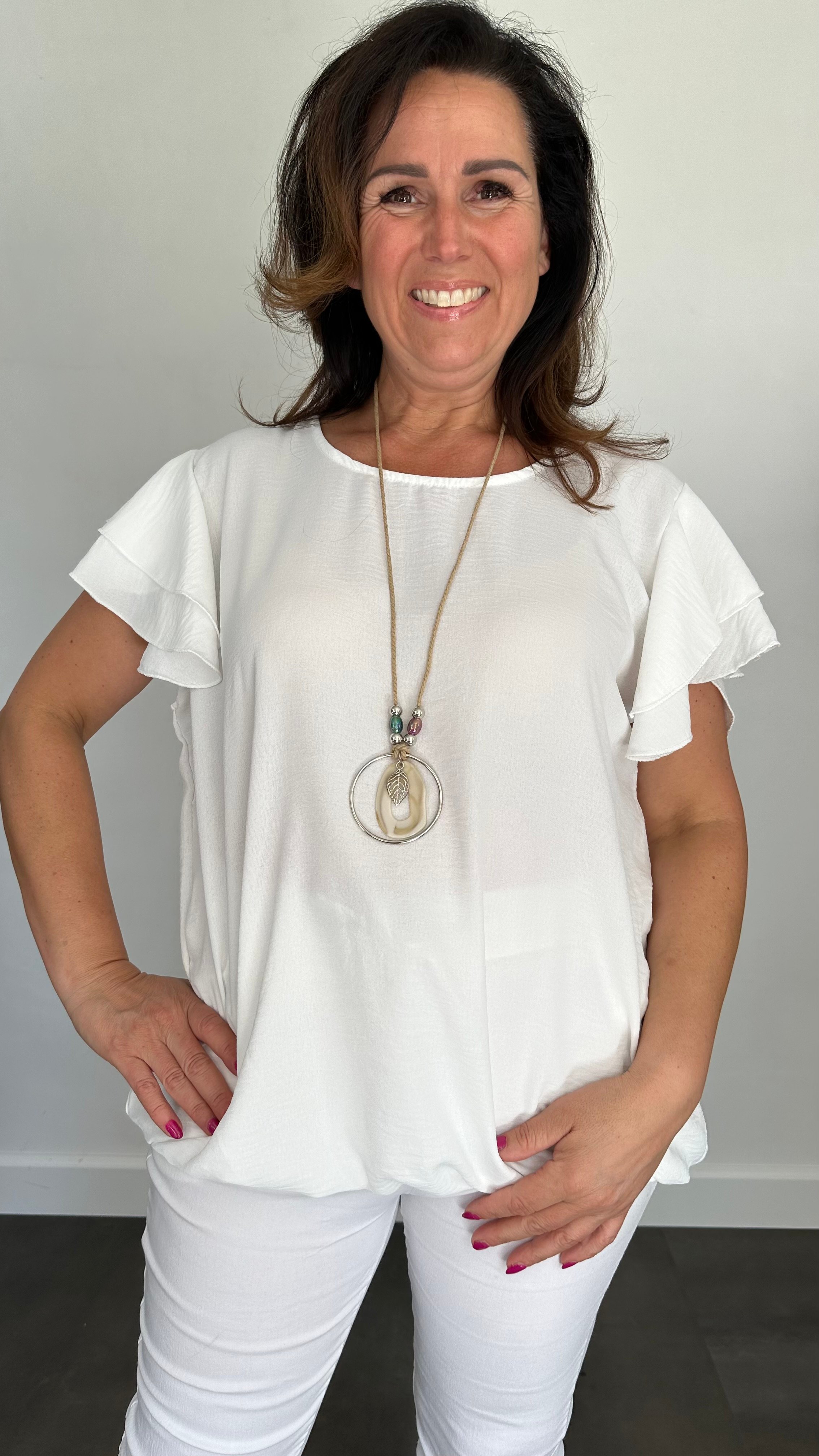 Shirt Celine met ketting +SIZE ecru
