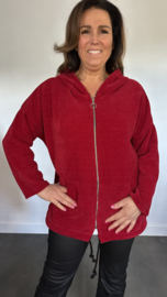 Baby rib vest met rits & capuchon +Size rood