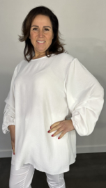 Lange top met gesmokte mouw +SIZE ecru