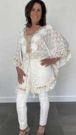 Ibiza tuniek kant met v-hals ecru