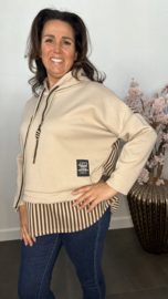 Sweater met capuchon /streep Zand