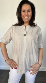 Geborduurde blouse Belle zand