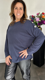 Ribbel shirt met knopen marine