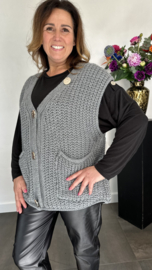 Mouwloos vest met knopen grijs