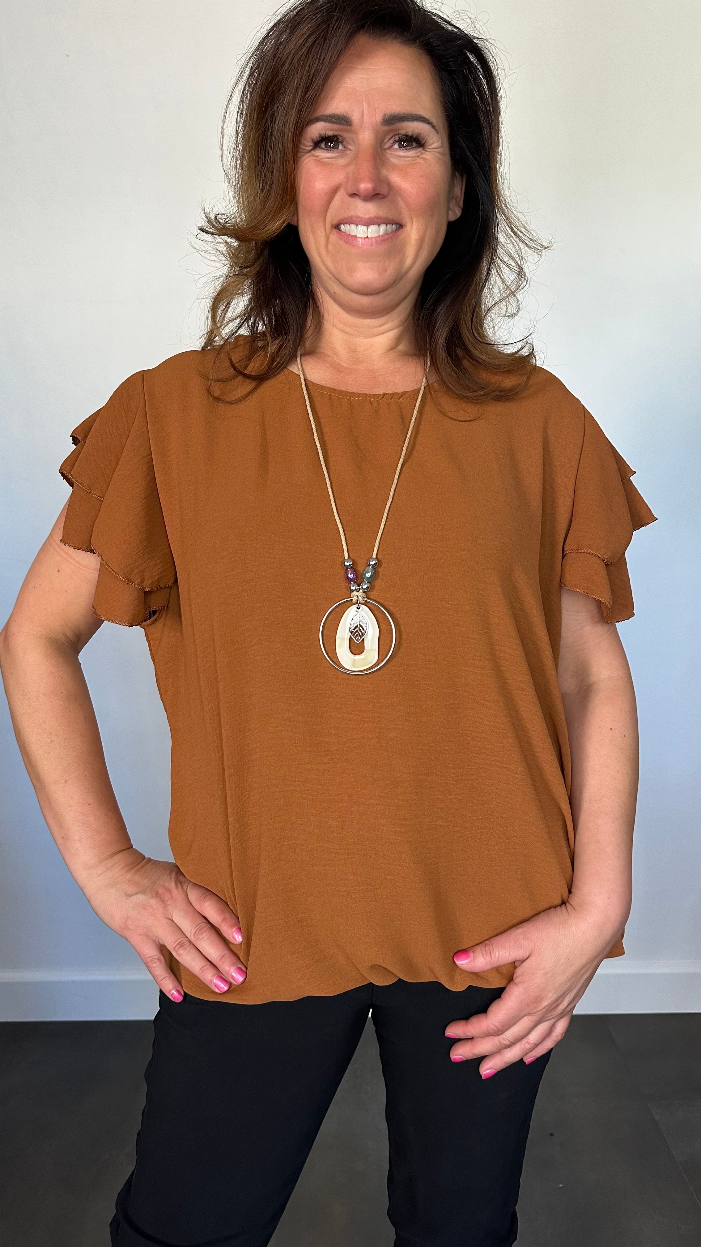 Shirt Celine met ketting cognac +SIZE