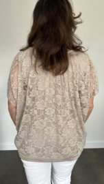 Blouse met boord KANT zand