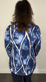 Velvet shirt met v-hals en pofmouw marble marine