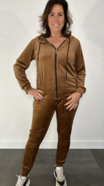 2-Delig velvet comfy pak met rits choco