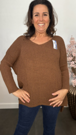 Grof gebreide trui met v-hals Choco