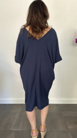 Jurk Camila met v-hals +SIZE marine