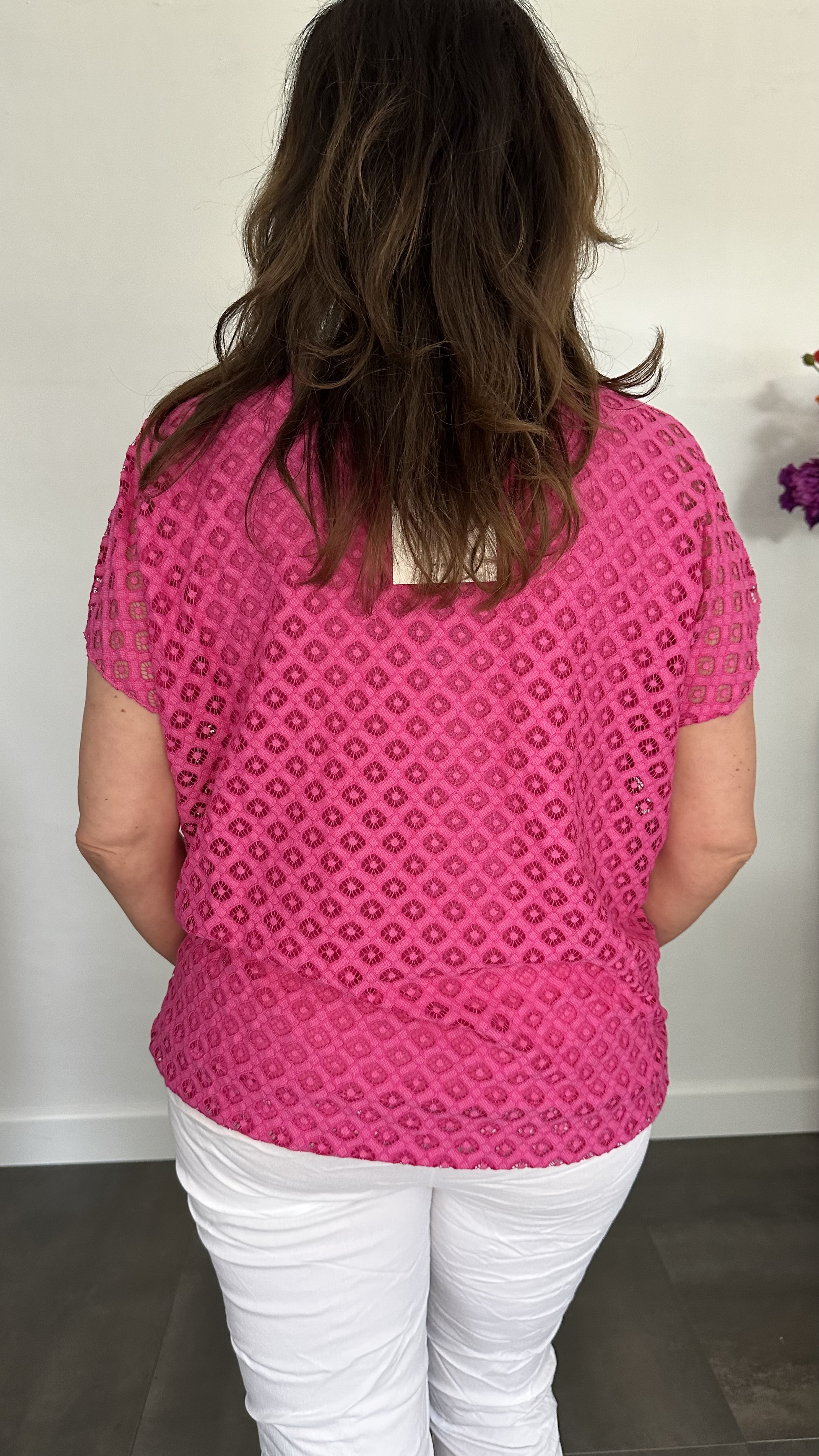 Shirt Joann met ketting fuchsia