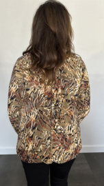 Ballon shirt met elastiek autumn taupe (+size)