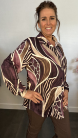 Stretch blouse soft Animal mix Aubergine