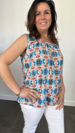 Ballon top graphic turquoise