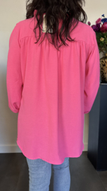 Crepe blouse Leonie met ruche Fuchsia