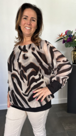 Blouse met boord lange mouw +Size Extra Lava zwart