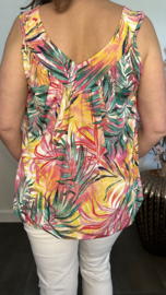 Ballon top met V-hals Palm leaf fuchsia