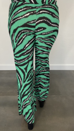 Broek met wijde pijpen tijger groen