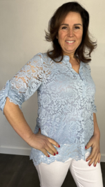 Kanten blouse Kyra 2-delig ijsblauw
