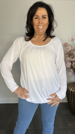 Ballon shirt travel met elastiek wit