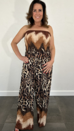 Strapless jumpsuit panter camel