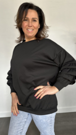 Sweater met ruches aan de mouw zwart