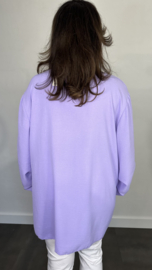 Lange top met gesmokte mouw +SIZE lila
