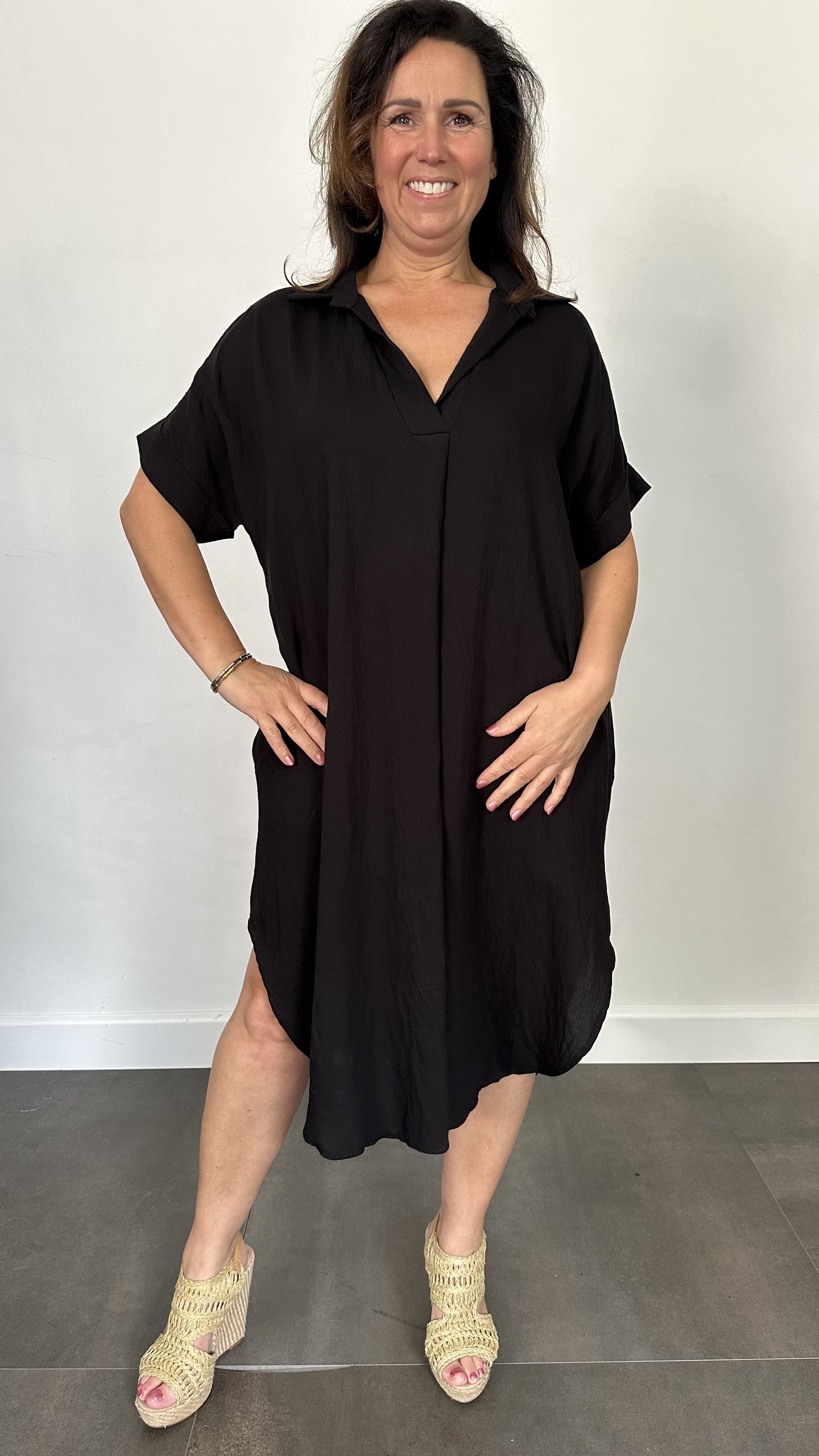 Jurk Leya uni +Size Zwart