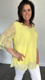 Kanten blouse Ilse +SIZE geel