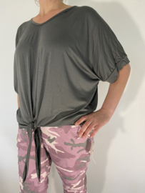 T-shirt met knoop d. grijs