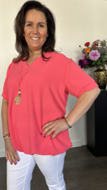 Top Maya korte mouw +SIZE koraal