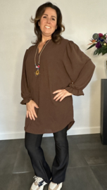 Tuniek Maya lange mouw +SIZE bruin