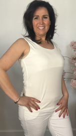 Hemd met brede schouderband ribbel Ecru