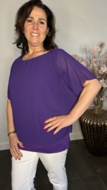 Blouse met boord korte mouw +SIZE paars