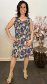 Jurkje met V-hals Graphic grijs/blauw