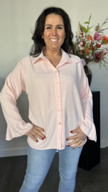 Crepe blouse met trompet mouw Roze
