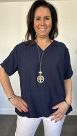 Top Maya korte mouw +SIZE marine