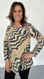 Shirt golden tijger lurex blauw