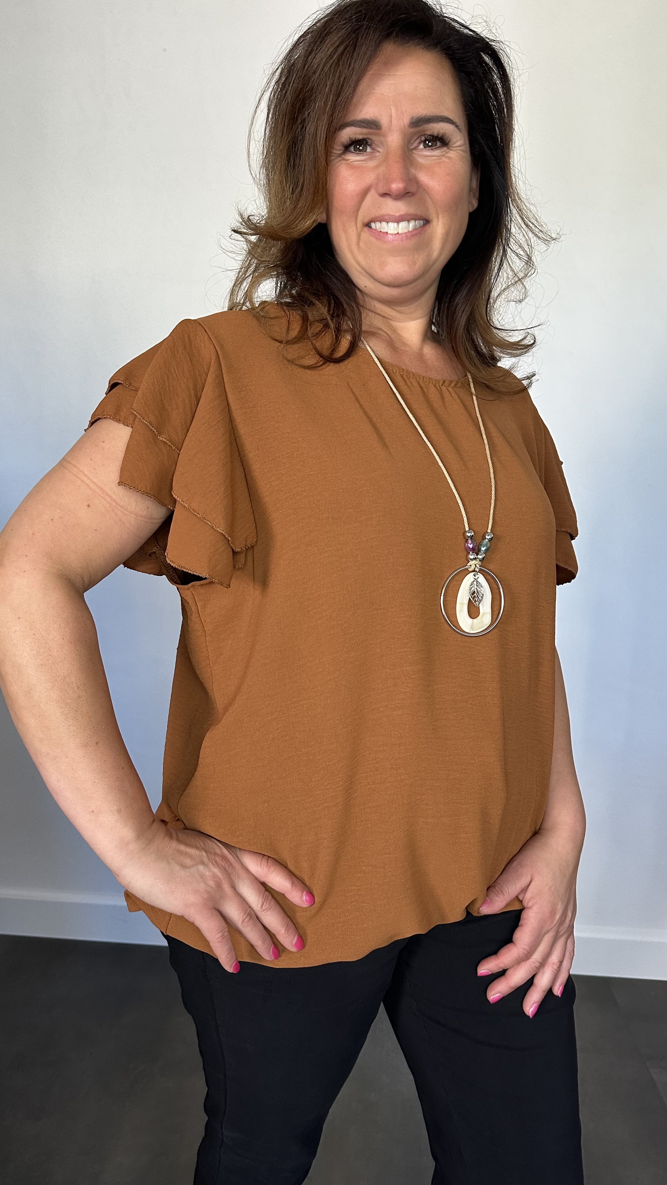 Shirt Celine met ketting cognac +SIZE